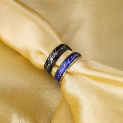 Set of 2 Dragon Celtic Inlay Polish Finish Titanium Steel Rings