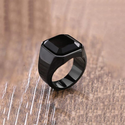 Black Stainless Steel Square Shaped Steel Ring