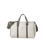 Ice Grey Cotton Travel Bag with Outside Pocket and Stylish Design