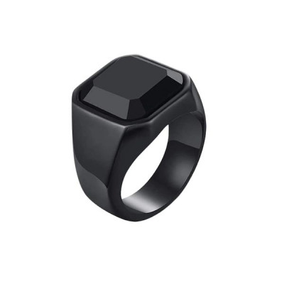 Black Stainless Steel Square Shaped Steel Ring