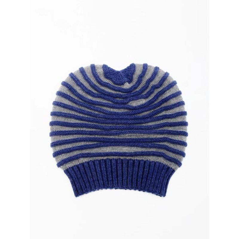 Blue & Grey Beanie cap with Muffler Set