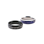 Set of 2 Dragon Celtic Inlay Polish Finish Titanium Steel Rings