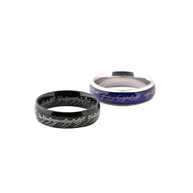 Set of 2 Dragon Celtic Inlay Polish Finish Titanium Steel Rings