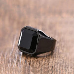 Black Stainless Steel Square Shaped Steel Ring