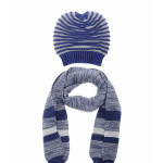 Blue & Grey Beanie cap with Muffler Set