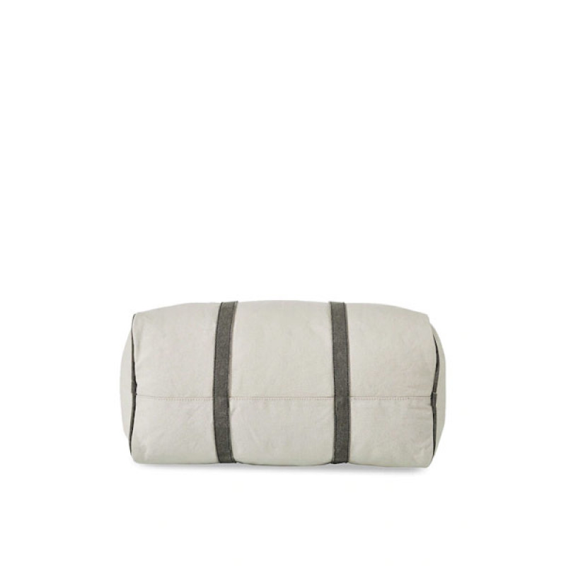 Ice Grey Cotton Travel Bag with Outside Pocket and Stylish Design